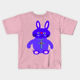 BLUE BUNNY With CHRISTIAN CROSS Kids T-Shirt